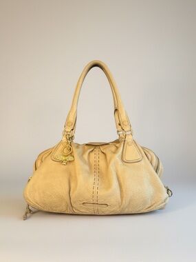 👜 Cole Haan Dark Tan Leather Tote Bag – 14” x 18” | 3 Zipper Compartments 👜